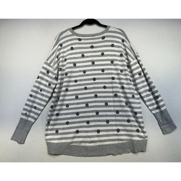 Lane Bryant Womens Striped Polka Dot Sweater 14/16 Gray & White Soft - Picture 11 of 13